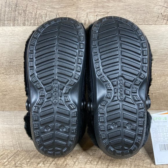 Crocs Women's Classic Fur Sure Black Fur Fuzzy Clogs Size 8 Shoes BRAND NEW - Picture 8 of 10